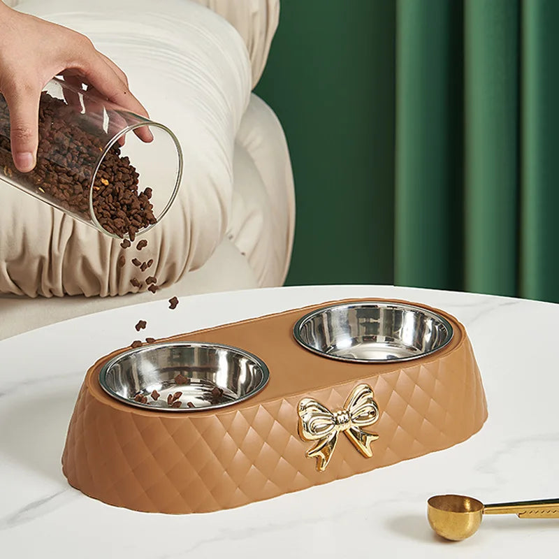 Set di ciotole di lusso in acciaio inox per cibo e acqua per la cura elegante degli animali domestici