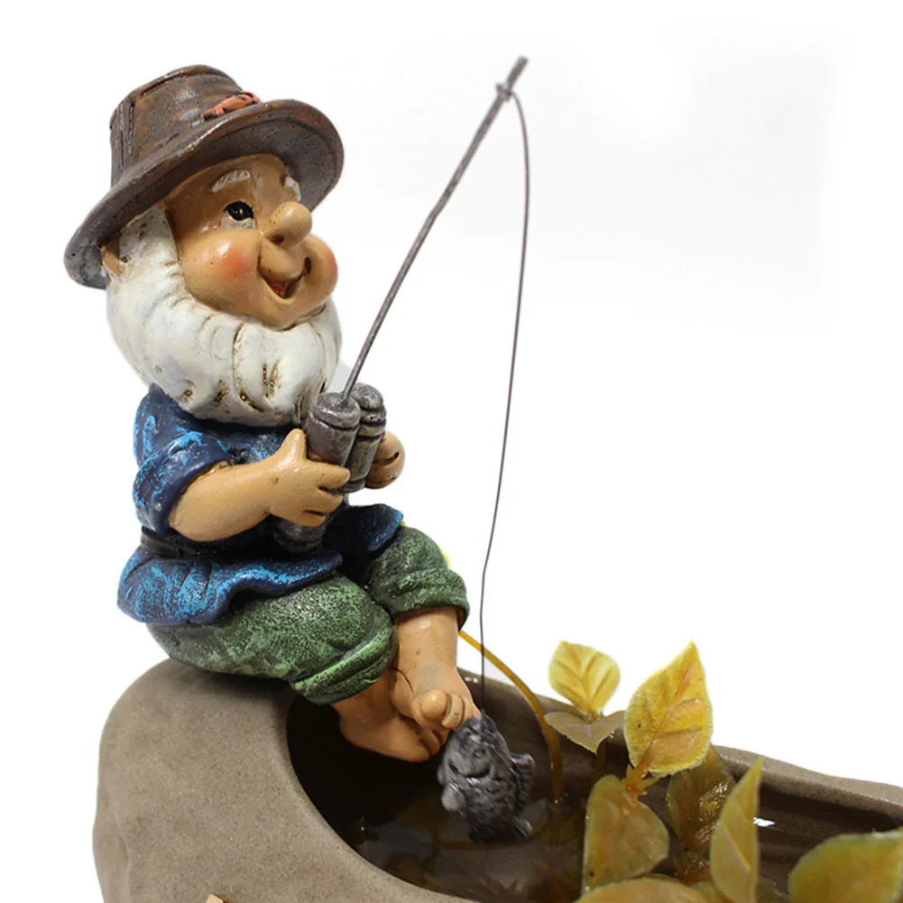 Irisia - Statua da Giardino Impermeabile di Gnomo Pescatore per una Incantevole Decorazione da Giardino all'Aperto