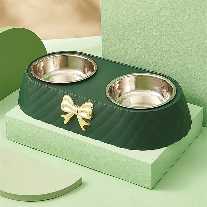 Set di ciotole di lusso in acciaio inox per cibo e acqua per la cura elegante degli animali domestici