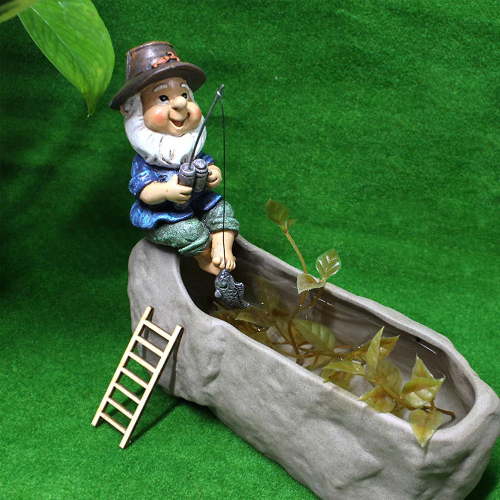 Irisia - Statua da Giardino Impermeabile di Gnomo Pescatore per una Incantevole Decorazione da Giardino all'Aperto