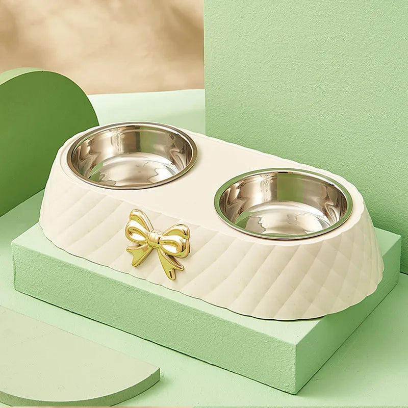 Set di ciotole di lusso in acciaio inox per cibo e acqua per la cura elegante degli animali domestici