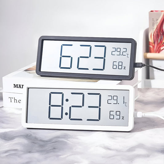 Ione - Orologio da Parete Digitale LED Moderno con Display di Temperatura e Umidità