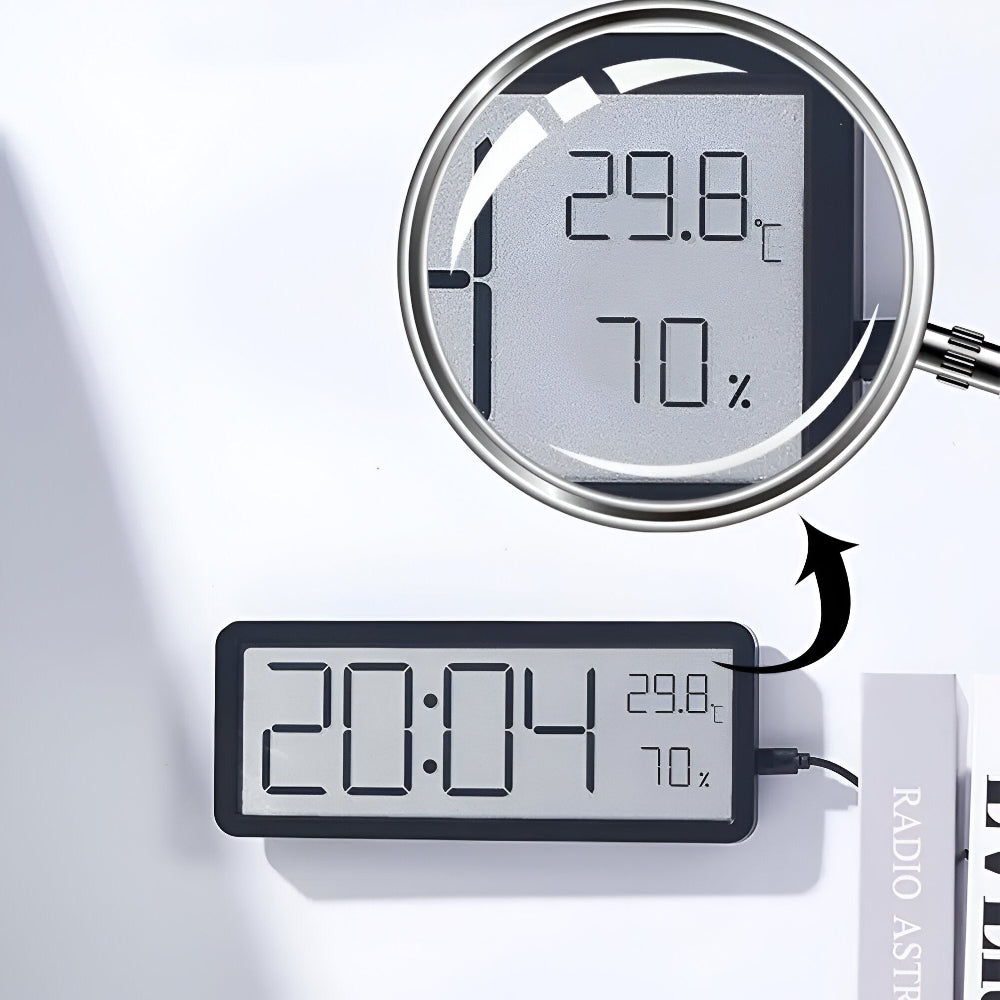 Ione - Orologio da Parete Digitale LED Moderno con Display di Temperatura e UmiditÃ