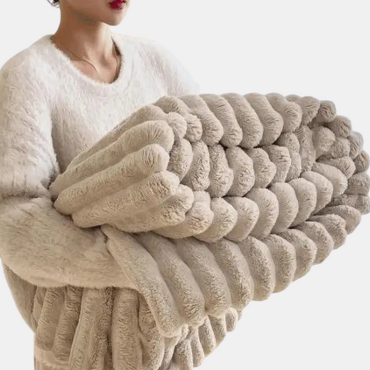 Coperta in pile super morbido Ultimate Comfort Luxe con finta pelle di pecora di alta qualità per abbracci caldi e un'atmosfera accogliente