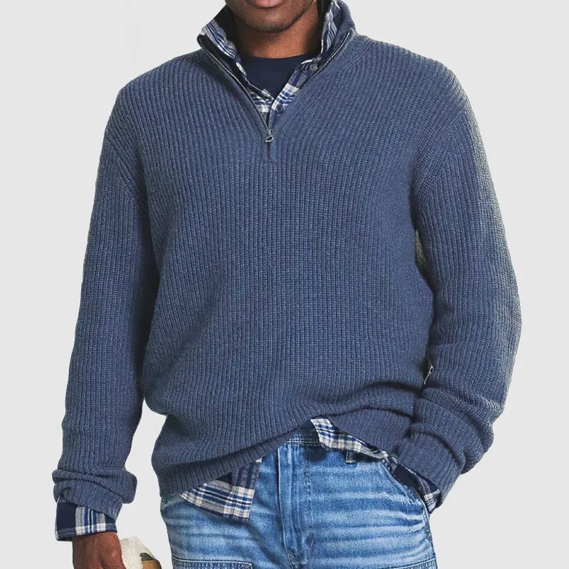 Berthold - Stylish modern rib-knit sweater with half zipper for a trendy look