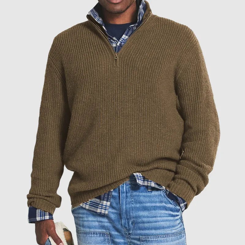 Berthold - Stylish modern rib-knit sweater with half zipper for a trendy look