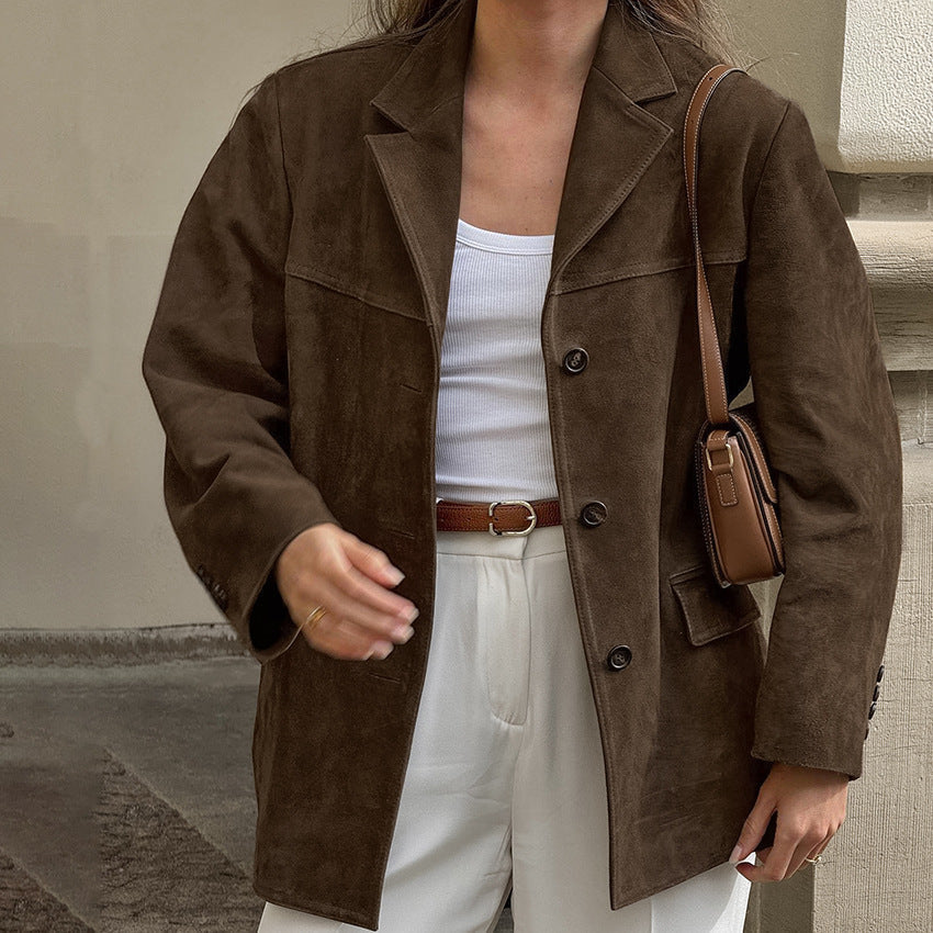 Elegant Suede Jacket for Autumn | Warm and Trendy - Fashionable Coat