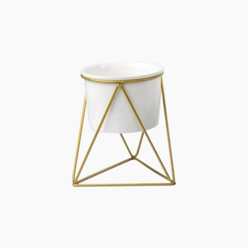 Vaso elegante in ceramica con supporto in ferro - Fioriera moderna per piante aeree e succulente