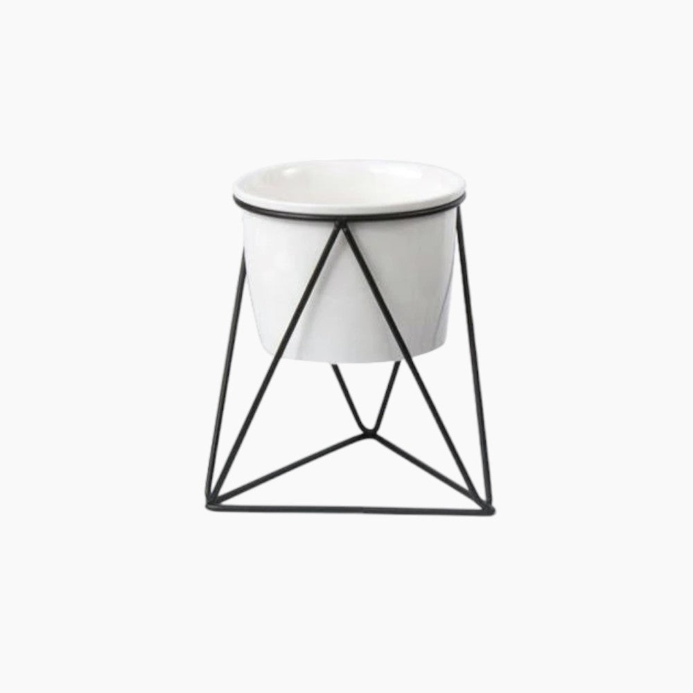 Vaso elegante in ceramica con supporto in ferro - Fioriera moderna per piante aeree e succulente
