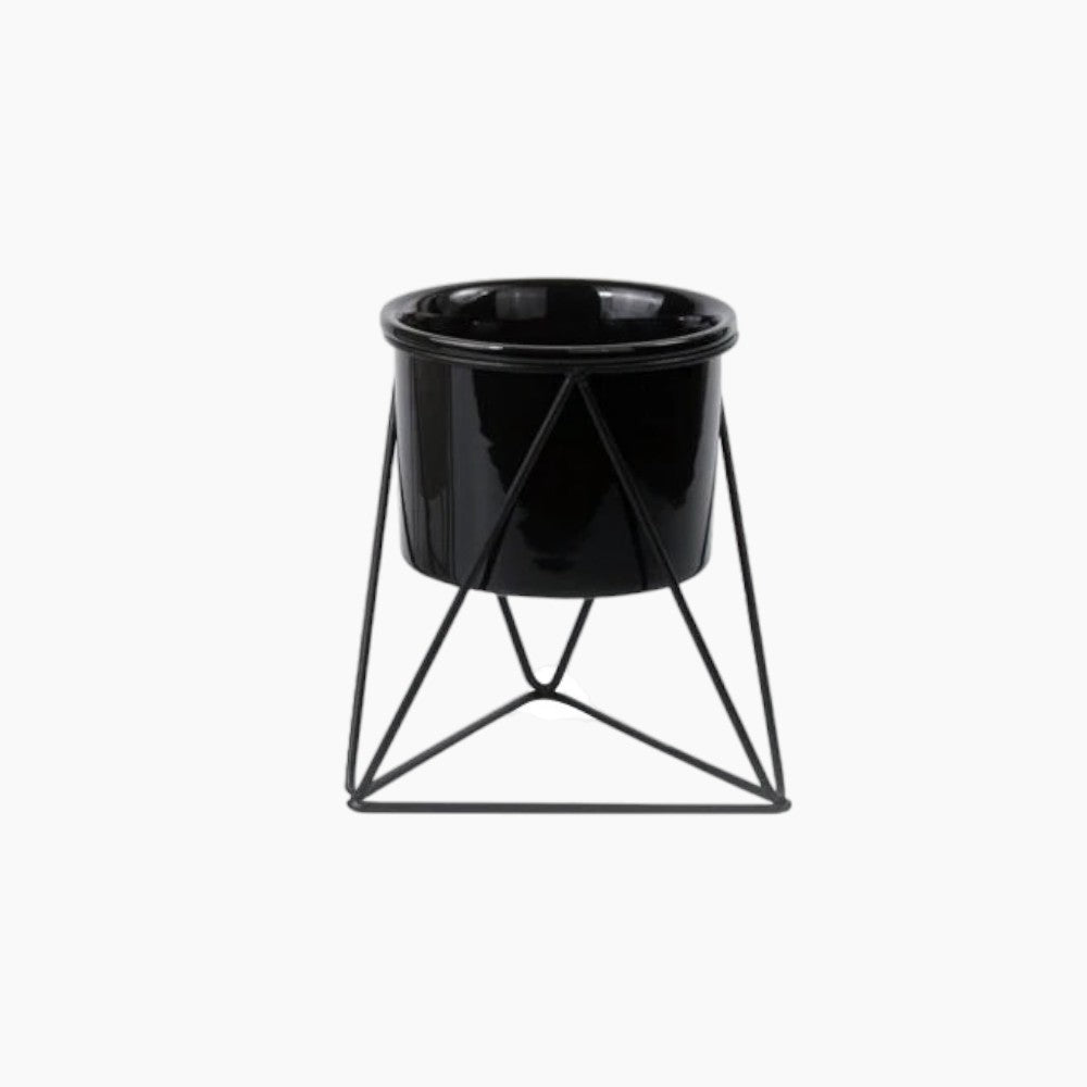 Vaso elegante in ceramica con supporto in ferro - Fioriera moderna per piante aeree e succulente