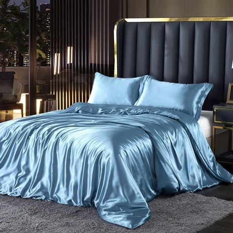 Elegante set di biancheria da letto in raso di seta a 4 pezzi, comprensivo di copripiumino, lenzuolo con angoli e federe per il massimo comfort