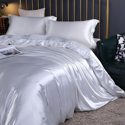 Elegante set di biancheria da letto in raso di seta a 4 pezzi, comprensivo di copripiumino, lenzuolo con angoli e federe per il massimo comfort