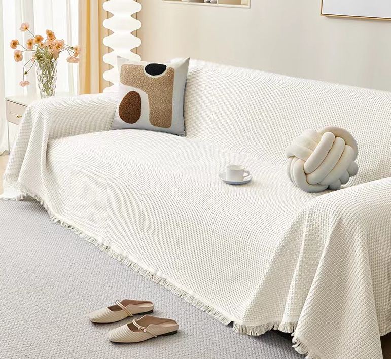 Elegante copertura per divano in cotone traspirante - Protettore per mobili resistente e alla moda