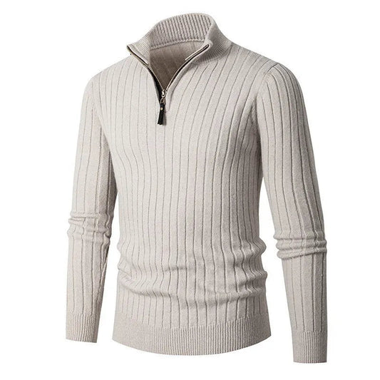 Lukas - Stylish half-zip sweater with an elegant stand-up collar