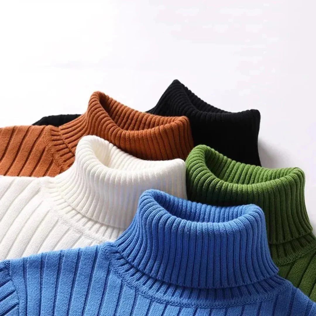 Oswald - Elegant classic rib knit with a high turtleneck for timeless style