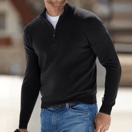 Viktor - Stylish Modern Zip-Up Knit Sweater with Elegant Stand Collar Design