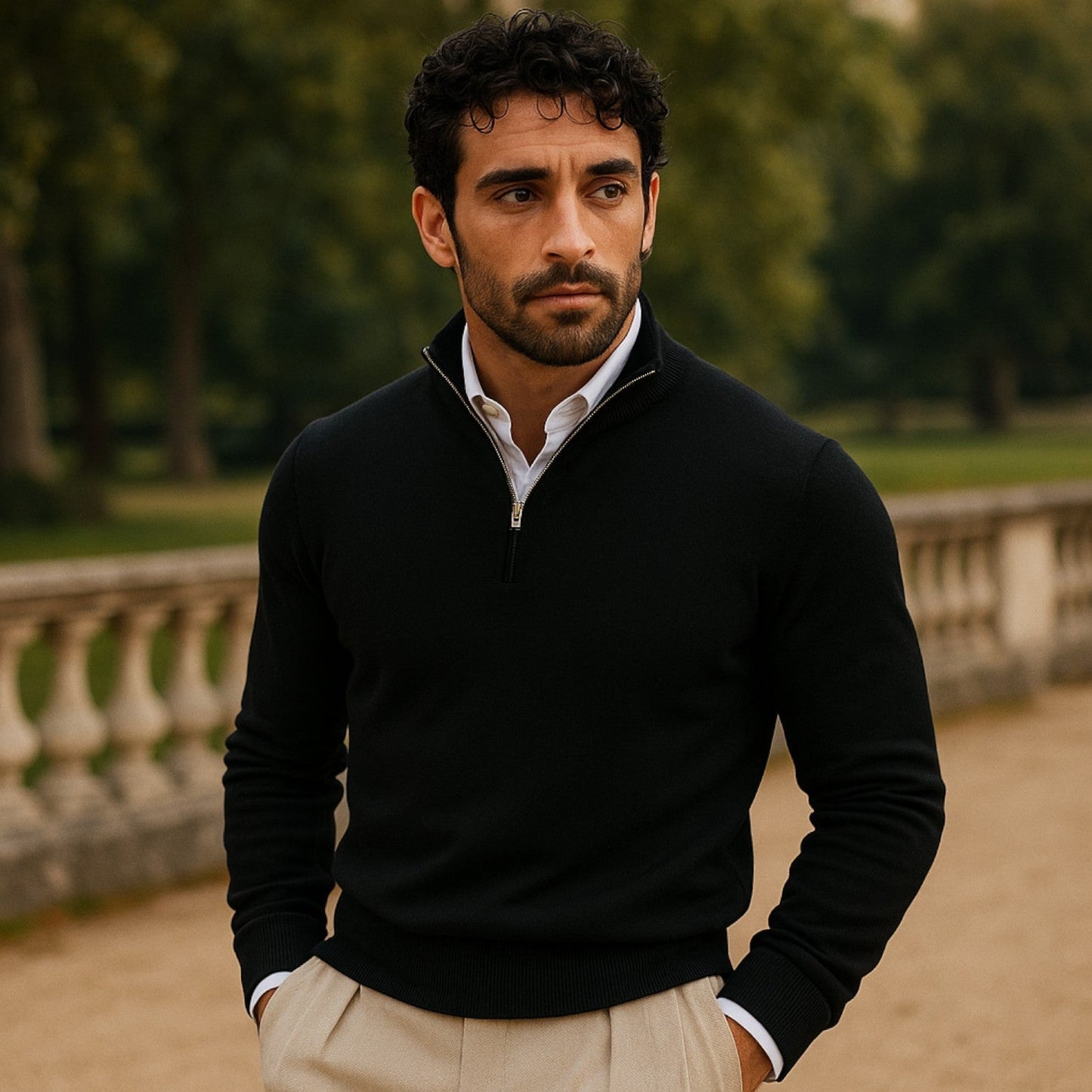 Werner - Elegant Cashmere Half-zip Sweater with Long-Sleeve Comfort