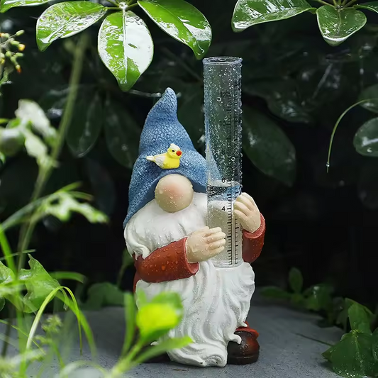 Soraya - Statua da Giardino Gnomo Incantevole con Pluviometro in Resina per Decorazione da Giardino Incantevole