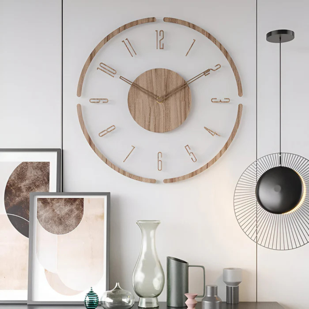 Nock - Orologio da parete moderno e alla moda da 30 cm in acrilico e legno per un soggiorno elegante