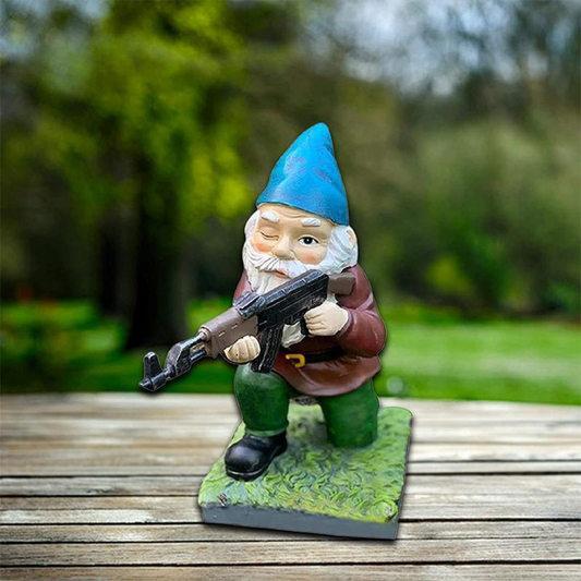 Drelix - Gnomo da giardino militare resistente per gioco e decorazione