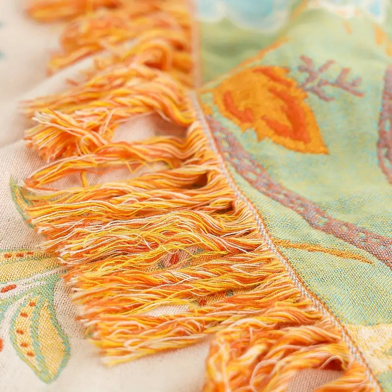 Coperta con Stampa Floreale Boho – Plaid Accogliente e Caldo per Divano, Letto e Attività all'Aperto