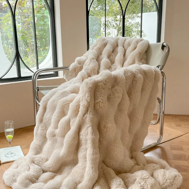 Coperta di Pelliccia Sintetica Lussuosa a Doppia Faccia – Comfort Estremo, Morbida ed Elegante Accessorio per la Casa