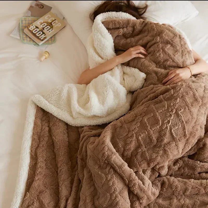 Coperta in lana e pile a doppio strato lussuosa per l'inverno per il massimo comfort e calore elegante