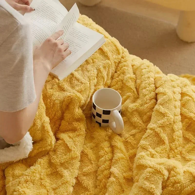 Coperta in lana e pile a doppio strato lussuosa per l'inverno per il massimo comfort e calore elegante