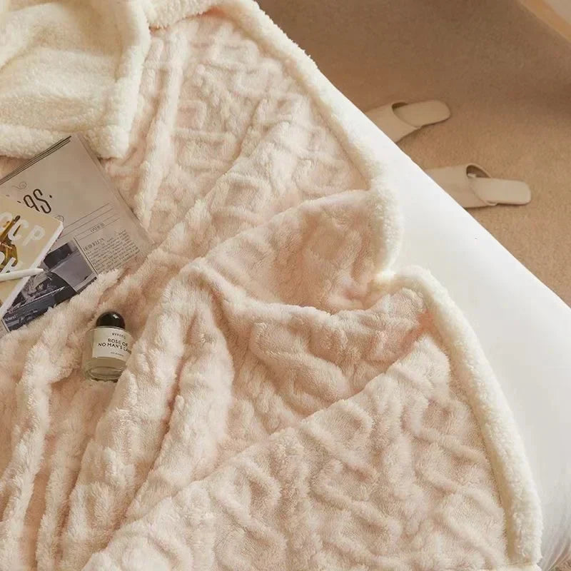 Coperta in lana e pile a doppio strato lussuosa per l'inverno per il massimo comfort e calore elegante