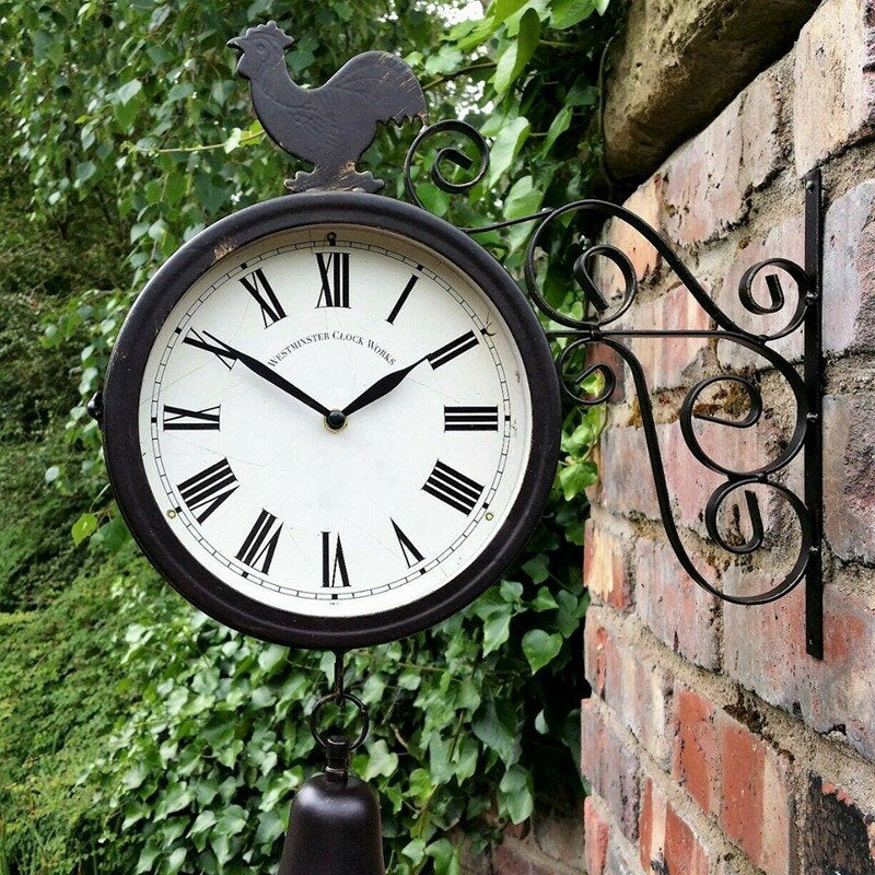 Aelia - Orologio da parete nero retrò elegante a doppia faccia per un tocco unico a casa