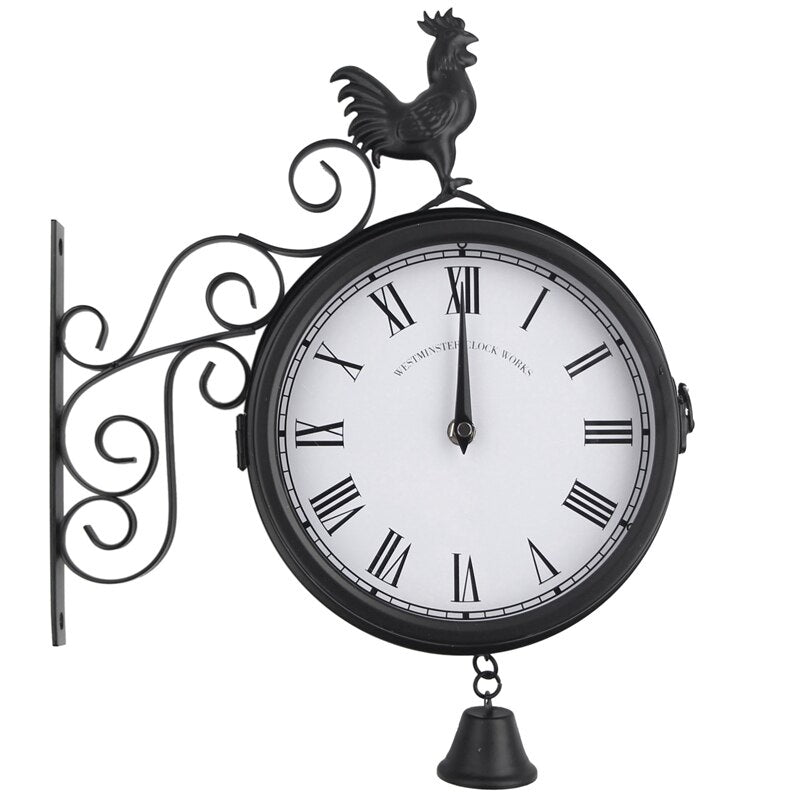 Aelia - Orologio da parete nero retrò elegante a doppia faccia per un tocco unico a casa