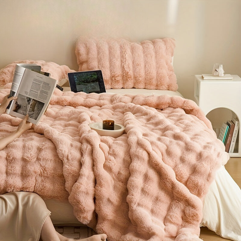 Coperte di pile beige morbido di lusso - Plaid caldo spesso e peluche per soggiorno e camera da letto
