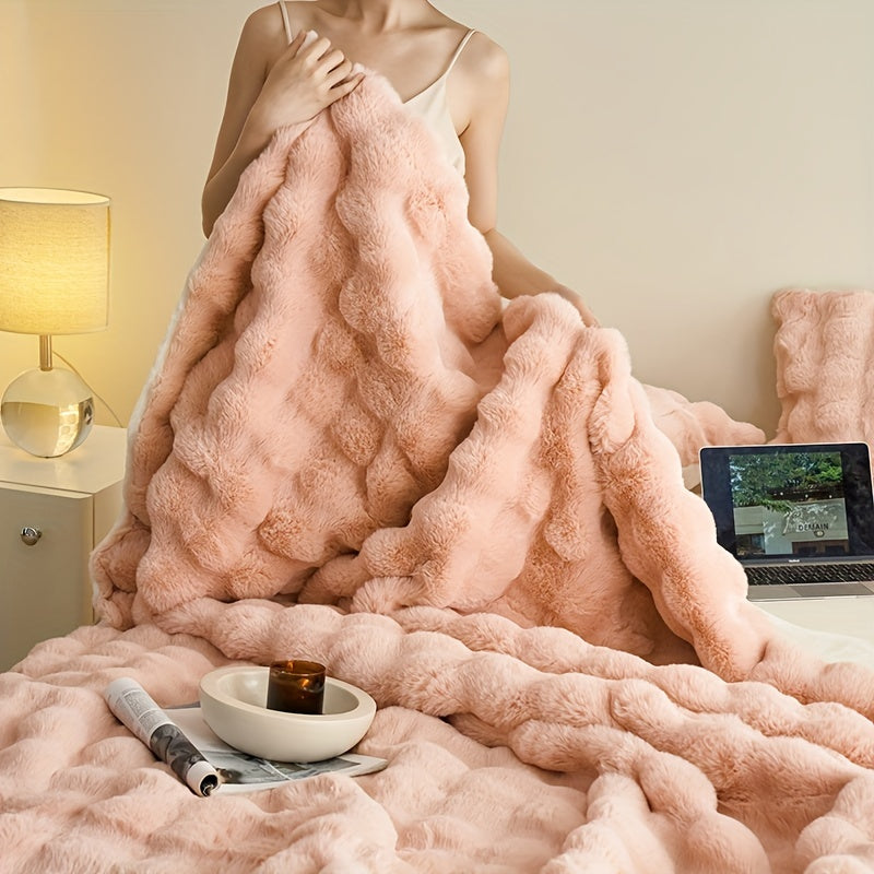 Coperte di pile beige morbido di lusso - Plaid caldo spesso e peluche per soggiorno e camera da letto