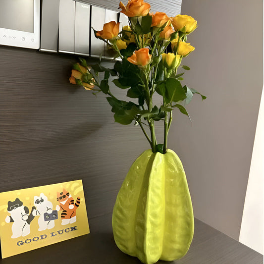 Nerithia - Vaso di Fiori in Ceramica Fatto a Mano con Design Elegante a Frutto Stella
