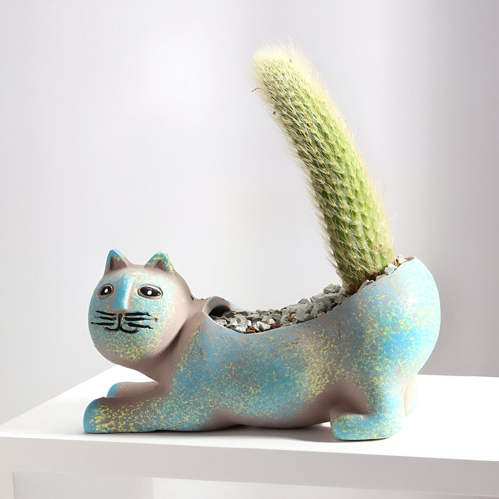 Lunavelle - Splendido vaso in ceramica con incantevole design a gatto per la tua collezione da giardino