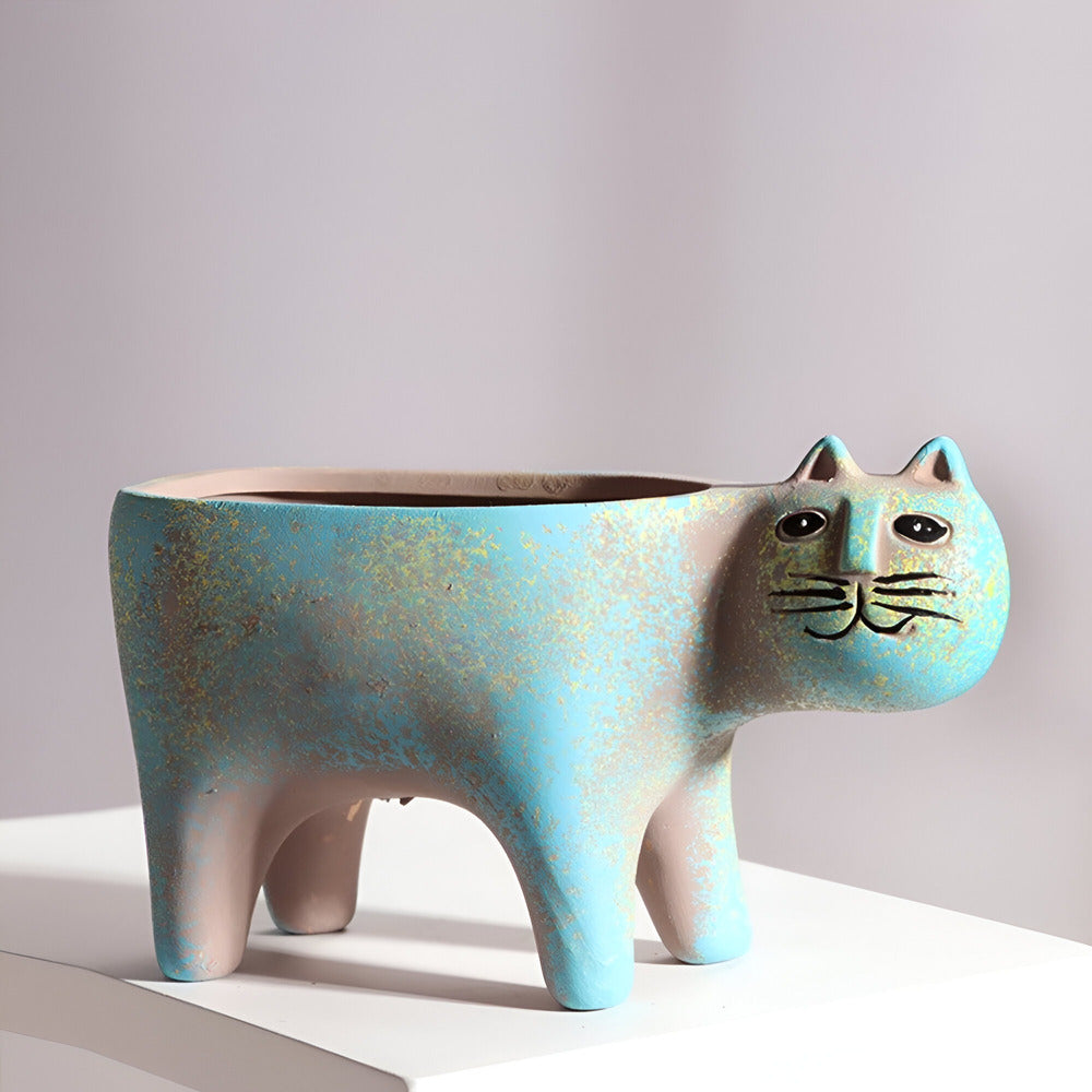 Lunavelle - Splendido vaso in ceramica con incantevole design a gatto per la tua collezione da giardino