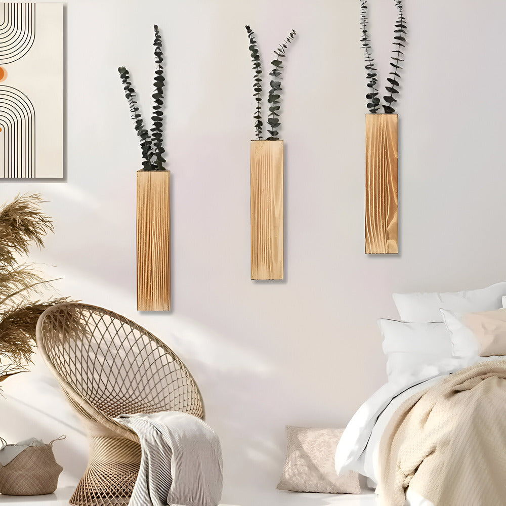 Nysaelle Vaso da Parete in Legno - Elegante Mensola Rettangolare per Piante 30 cm per Giardino o Decorazione d'Interni alla Moda