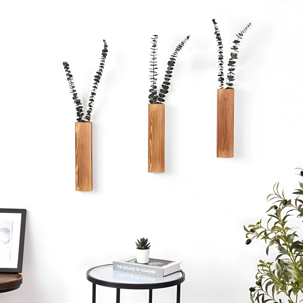 Nysaelle Vaso da Parete in Legno - Elegante Mensola Rettangolare per Piante 30 cm per Giardino o Decorazione d'Interni alla Moda