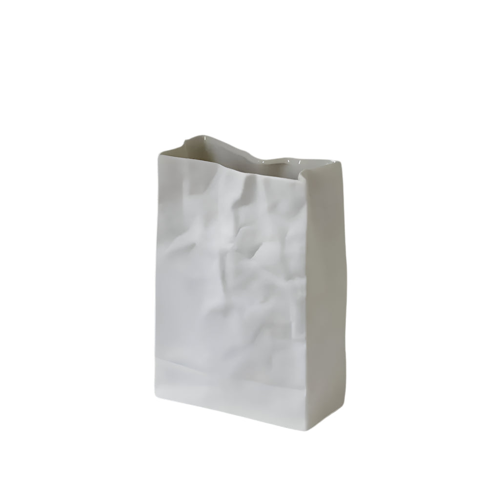 Celorie - Vaso in ceramica moderno e alla moda con design a sacchetto di carta