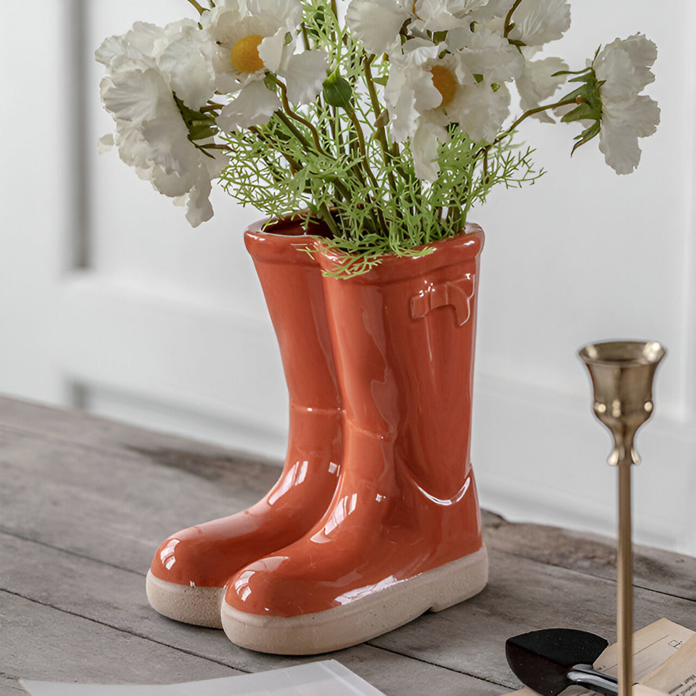 Minthara - bellissimo vaso in ceramica a forma di stivale unico per decorazioni di stile