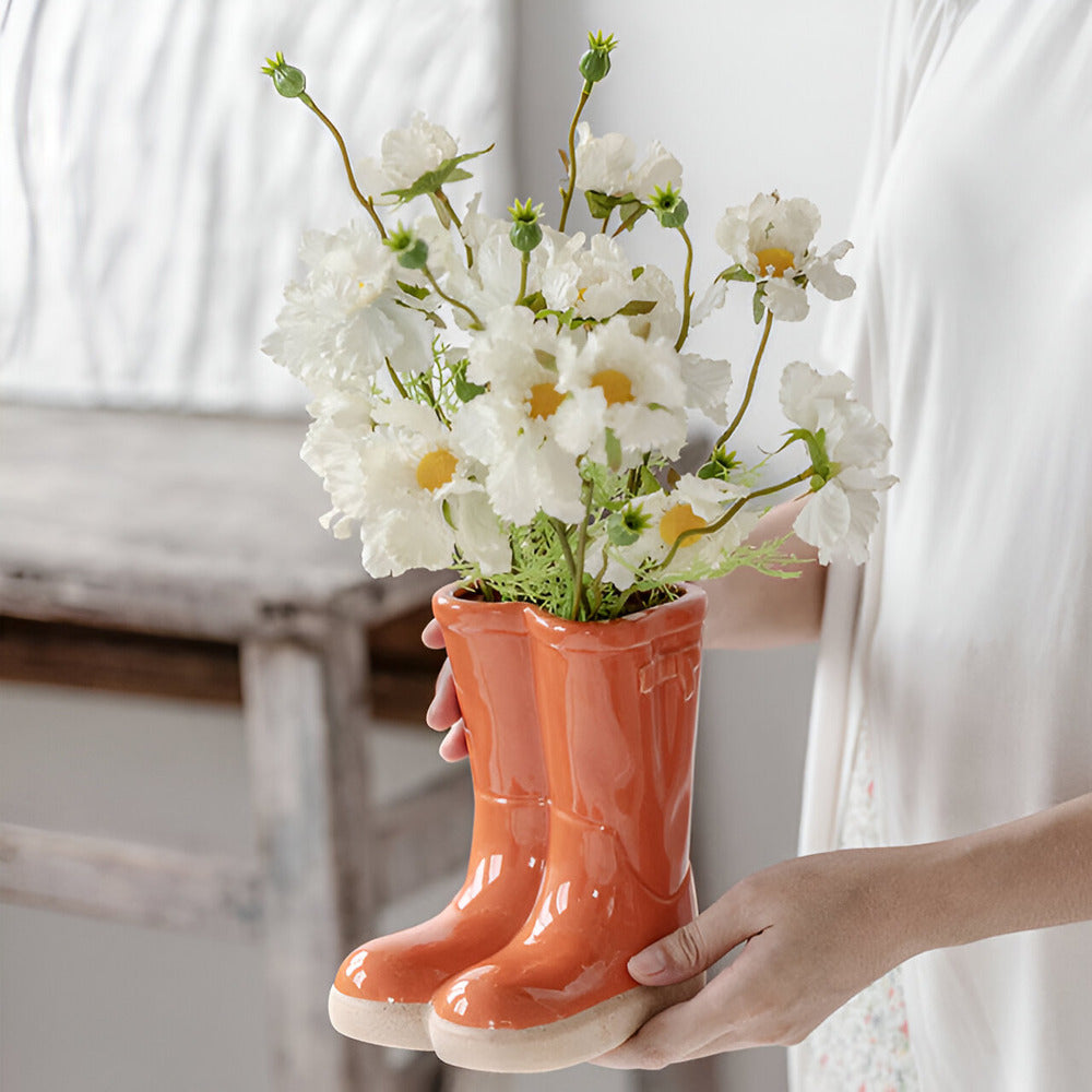Minthara - bellissimo vaso in ceramica a forma di stivale unico per decorazioni di stile