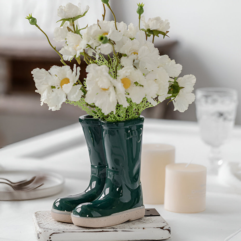 Minthara - bellissimo vaso in ceramica a forma di stivale unico per decorazioni di stile