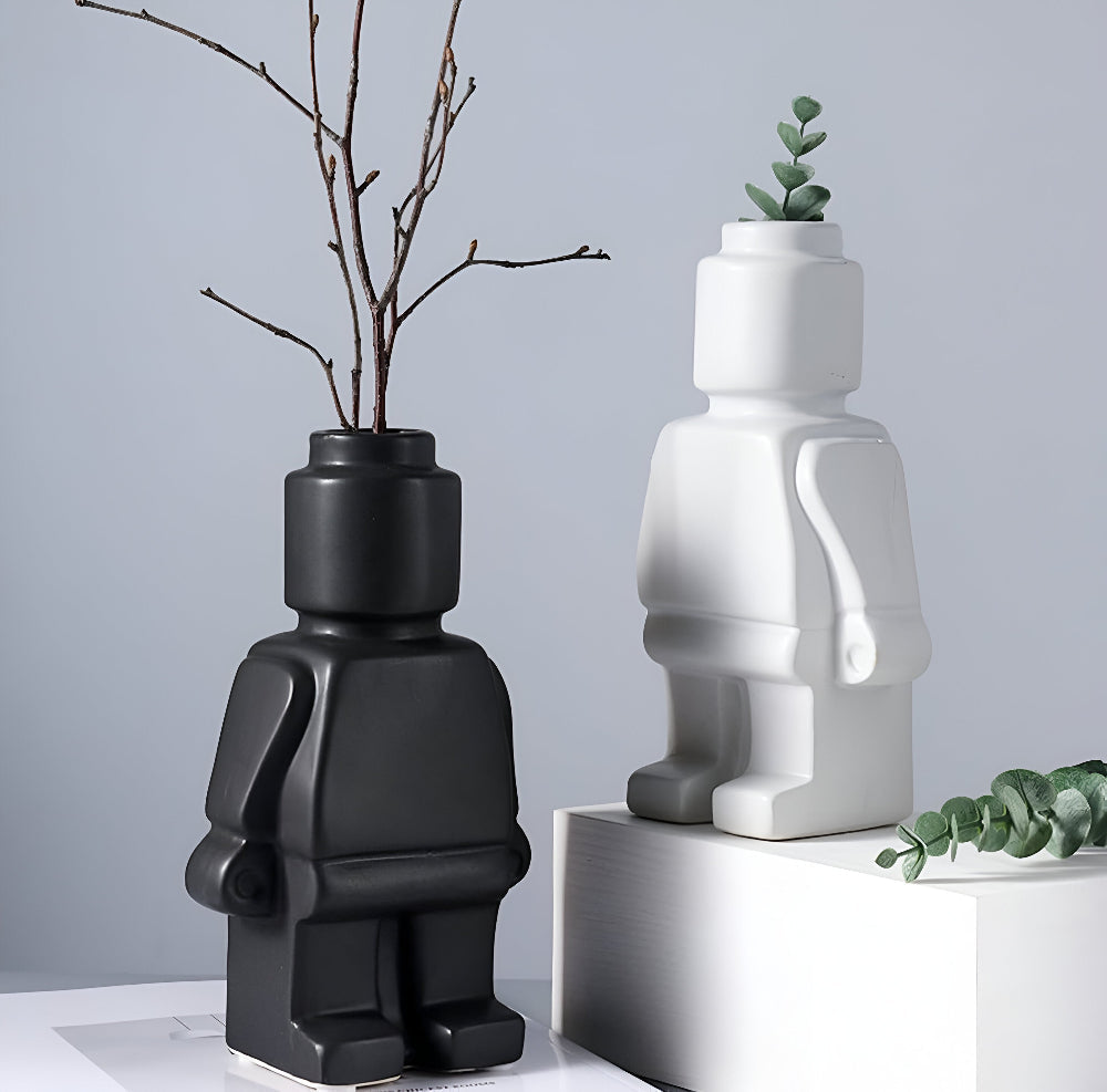 Larissa - Vaso Intrecciato per Piante dal Design Robotico Moderno per un Tocco Unico al Giardino