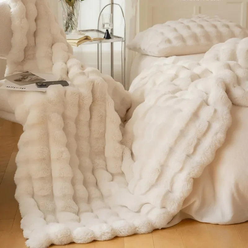Coperta Invernale Lussuosa per Letto e Divano – Morbida Pelliccia Sintetica Reversibile per il Massimo Comfort