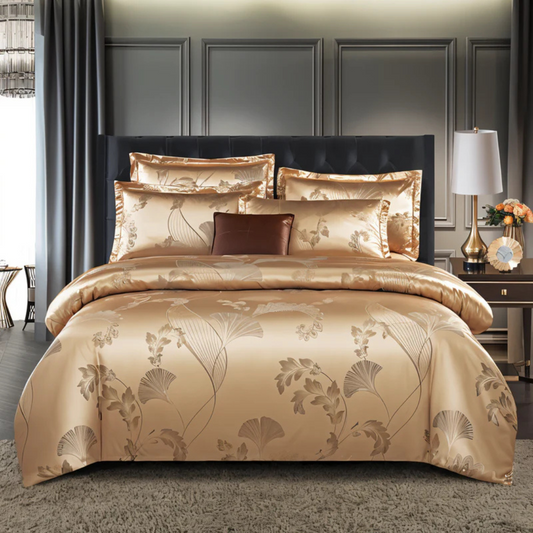 Copriletto Elegante in Raso con Motivo Jacquard – Biancheria da Letto Morbida e Setosa, Traspirante per Camere da Letto di Lusso