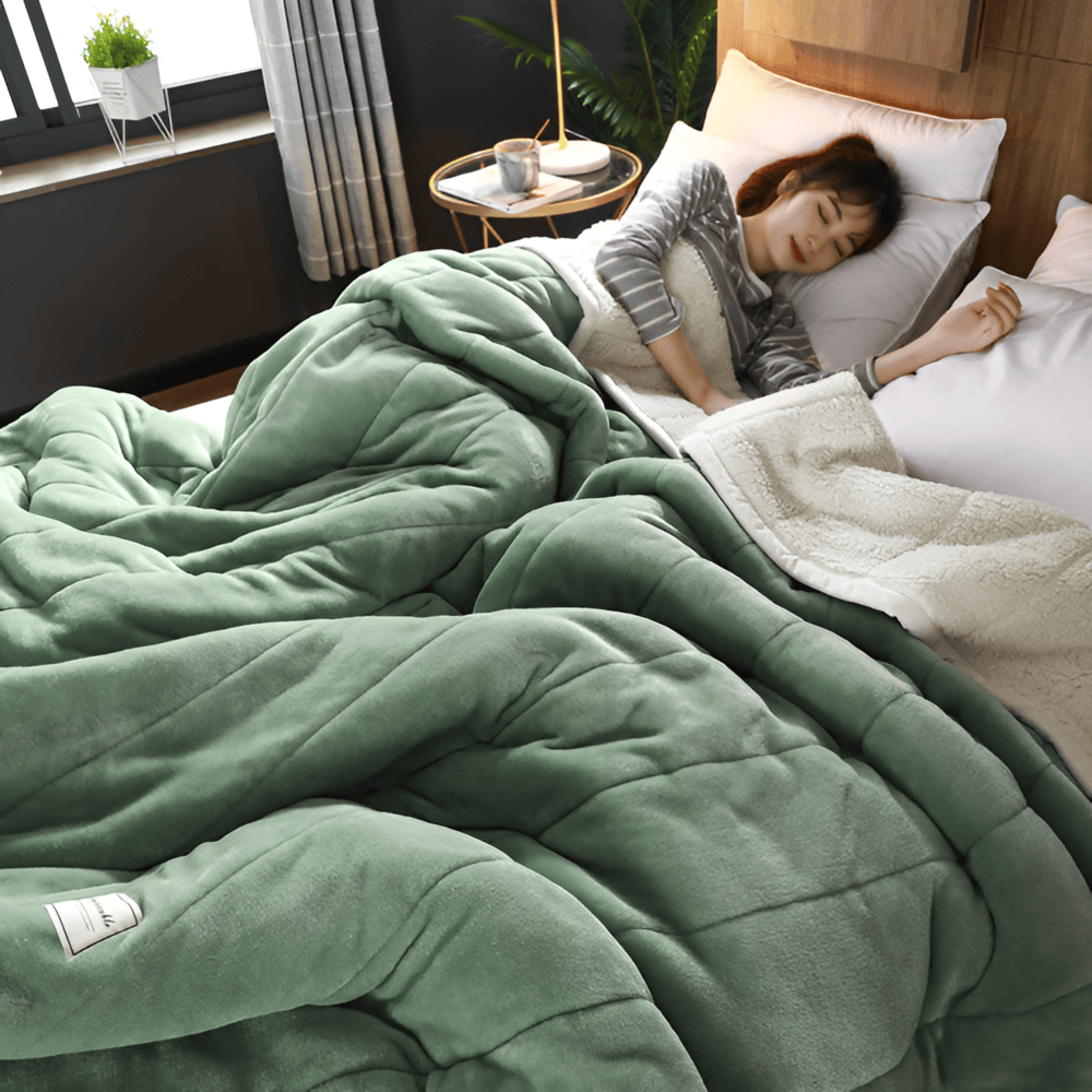 Coperta in pile Sherpa accogliente – Plaid ultra morbido, caldo e lussuoso per letto e divano