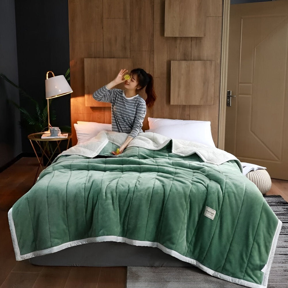 Coperta in pile Sherpa accogliente – Plaid ultra morbido, caldo e lussuoso per letto e divano