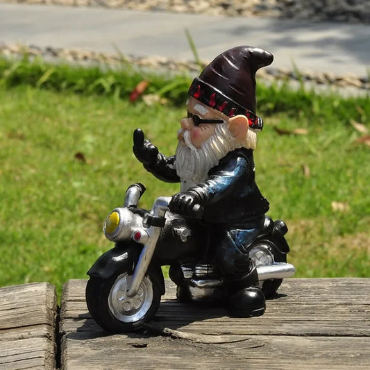 Calidora - Incantevole Gnomo su Moto Figurina in Resina per una Deliziosa Decorazione da Giardino