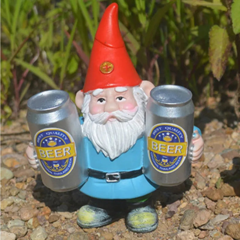 Clytie - Figurina Umoristica di Gnomo Ubriaco con Birra per Giardino e Decorazione della Casa