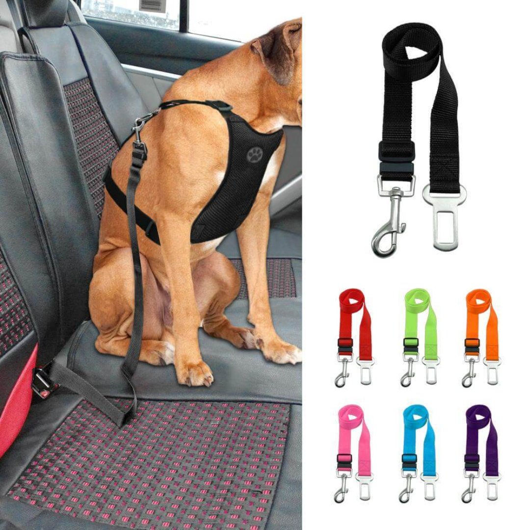 Cintura di Sicurezza Regolabile per Cani con Moschettone Ruotabile a 360° per un Viaggio Confortevole e Sicuro